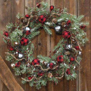 24" Buffalo Gingham Country Holiday Wreath